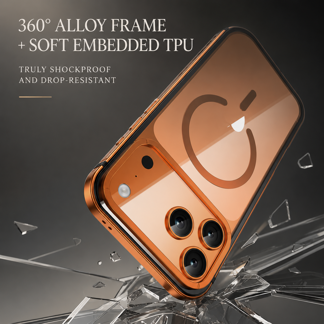 Premium iPhone Case Aluminum Alloy Frame MagSafe Compatible Magnetic Protective Cover Transparent Back Shockproof Camera Lens Guard