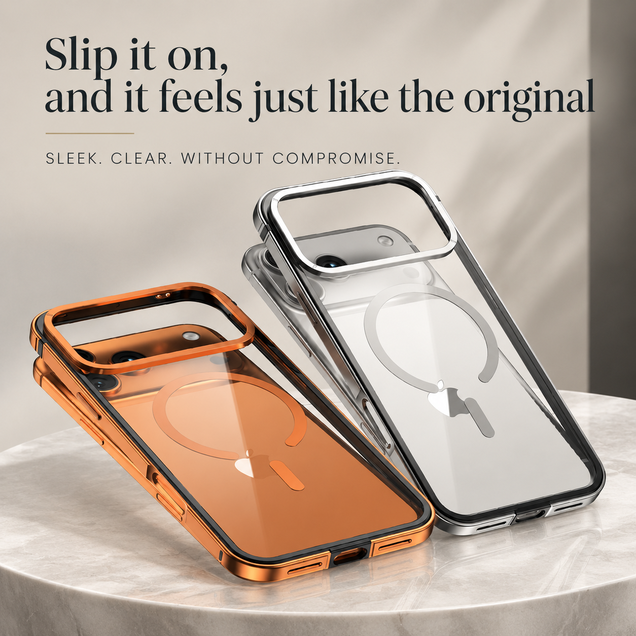 Premium iPhone Case Aluminum Alloy Frame MagSafe Compatible Magnetic Protective Cover Transparent Back Shockproof Camera Lens Guard