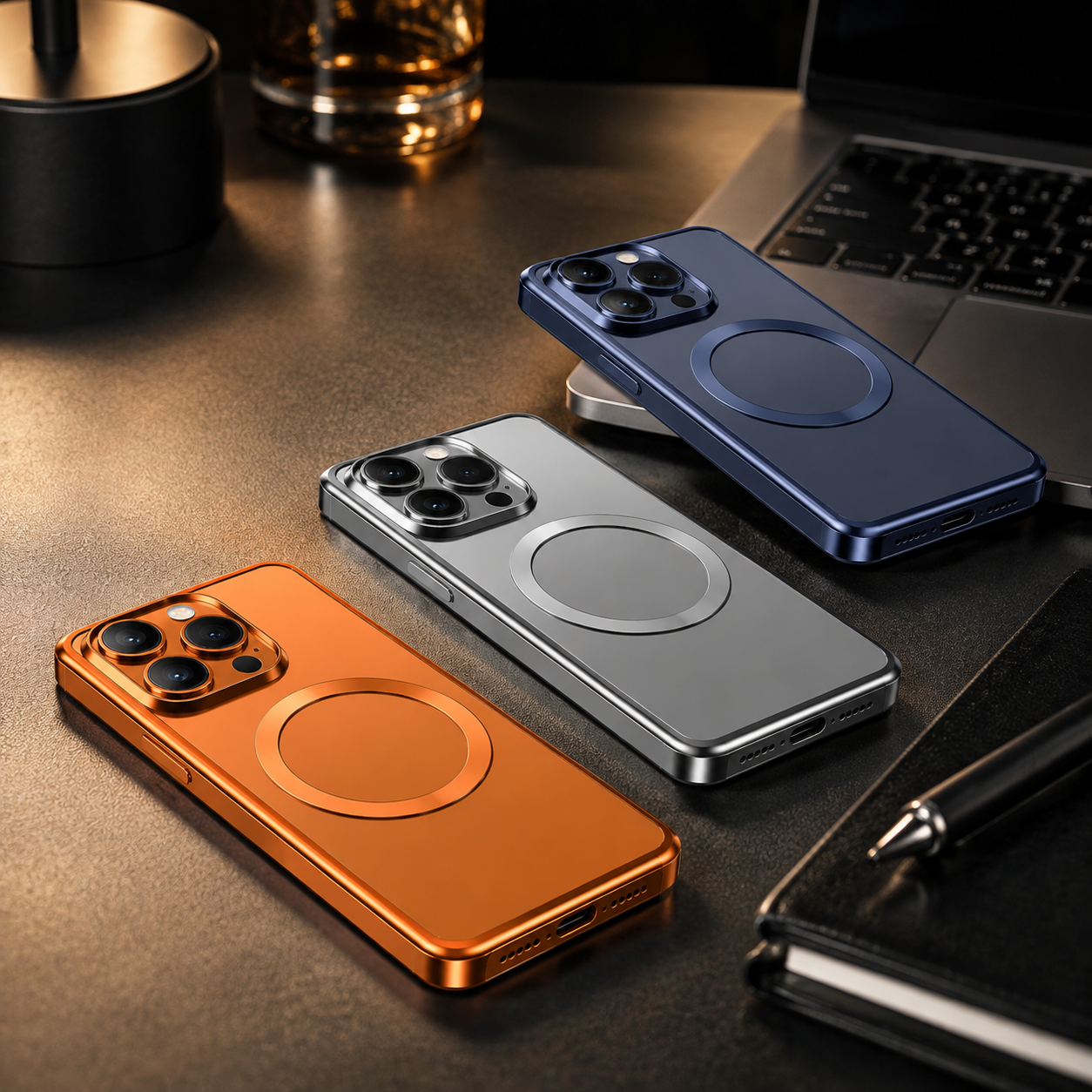 Premium iPhone Case Aluminum Alloy Frame MagSafe Compatible Magnetic Protective Cover Transparent Back Shockproof Camera Lens Guard