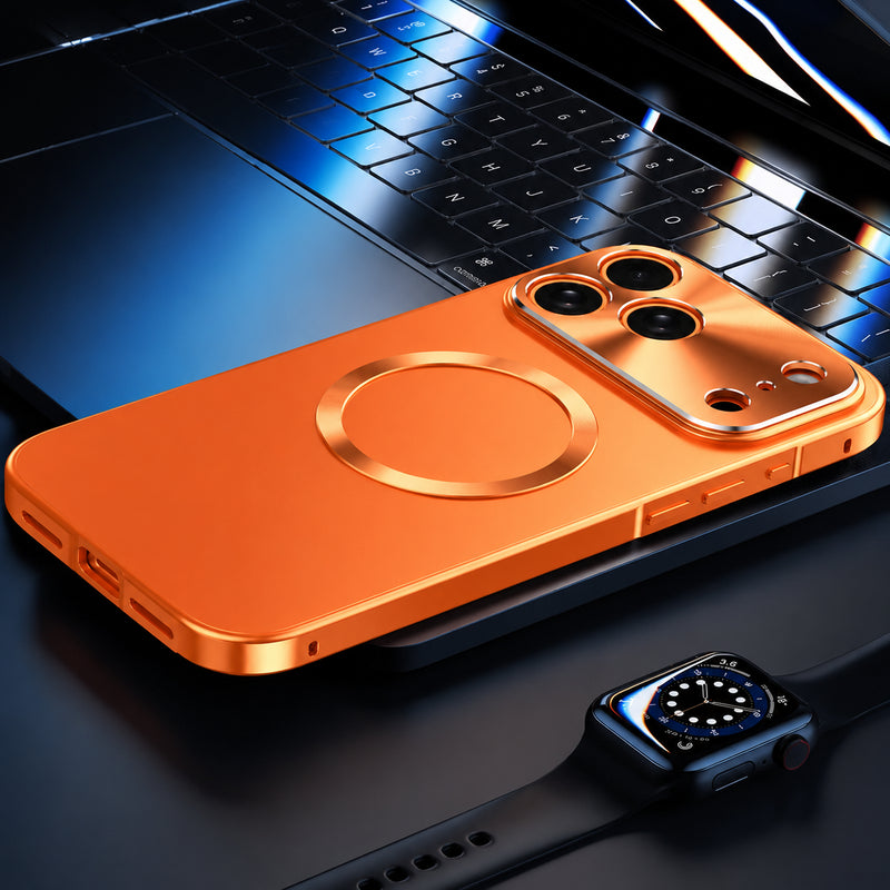 Premium iPhone Case Aluminum Alloy Frame Protective Cover Ultra Thin Frosted Matte Back Shockproof Camera Lens Guard Full Coverage