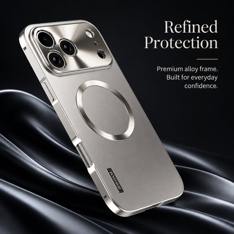 Premium iPhone Case Aluminum Alloy Frame Protective Cover Ultra Thin Frosted Matte Back Shockproof Camera Lens Guard Full Coverage