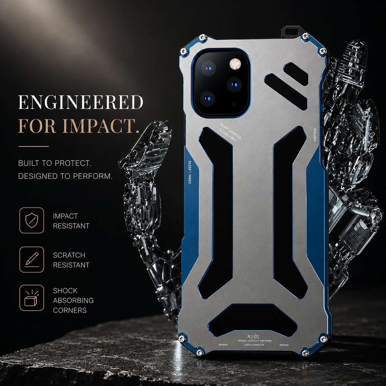 Premium iPhone Case Aluminum Alloy Metal Armor Protective Cover Military Grade Shockproof Cooling Airflow Anti Scratch Lightweight Non Slip Bumper Design