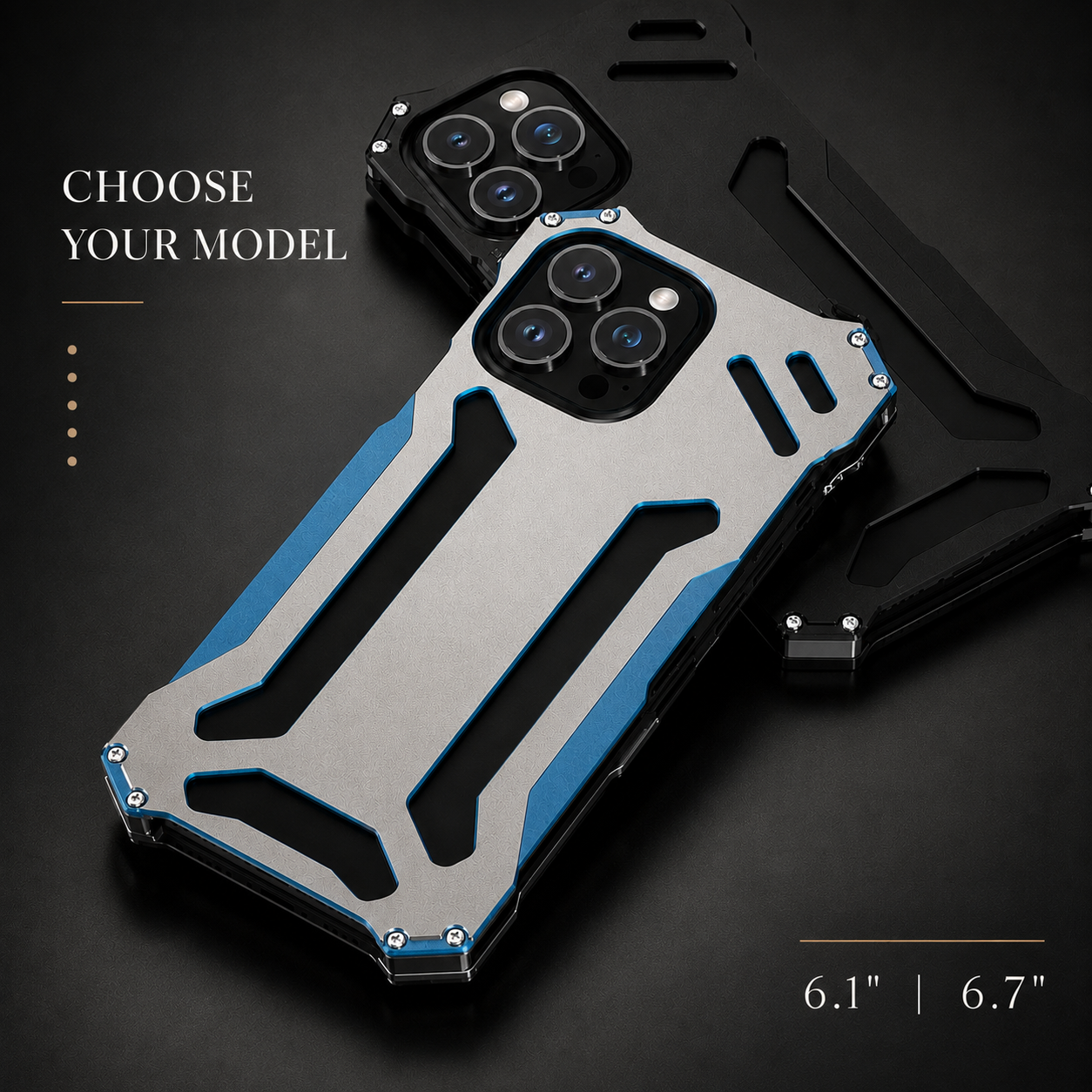 Premium iPhone Case Aluminum Alloy Metal Armor Protective Cover Military Grade Shockproof Cooling Airflow Anti Scratch Lightweight Non Slip Bumper Design