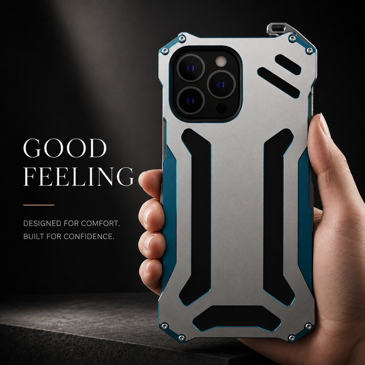 Premium iPhone Case Aluminum Alloy Metal Armor Protective Cover Military Grade Shockproof Cooling Airflow Anti Scratch Lightweight Non Slip Bumper Design
