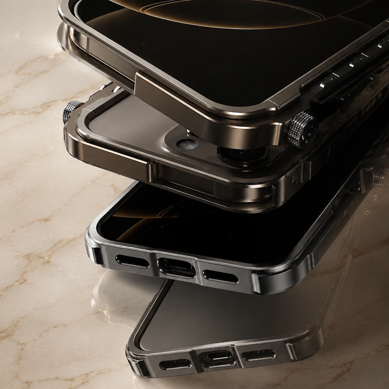 Premium iPhone Case Aluminum Alloy PC Protective Cover Full Coverage Shockproof Anti Scratch Dustproof Washable Lightweight Non Slip Design