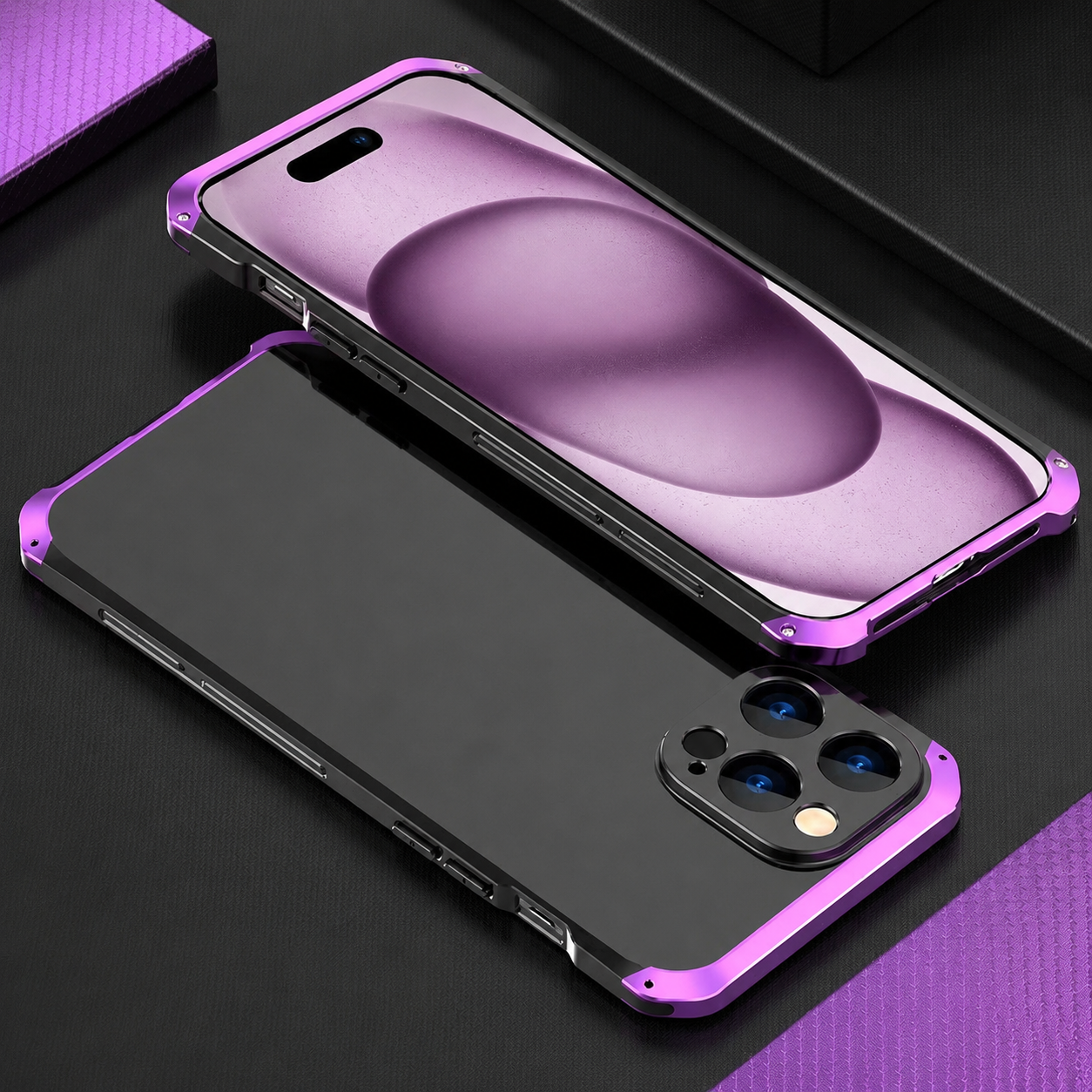 Premium iPhone Case Aluminum Alloy PC Protective Cover Full Coverage Shockproof Anti Scratch Dustproof Washable Lightweight Non Slip Design