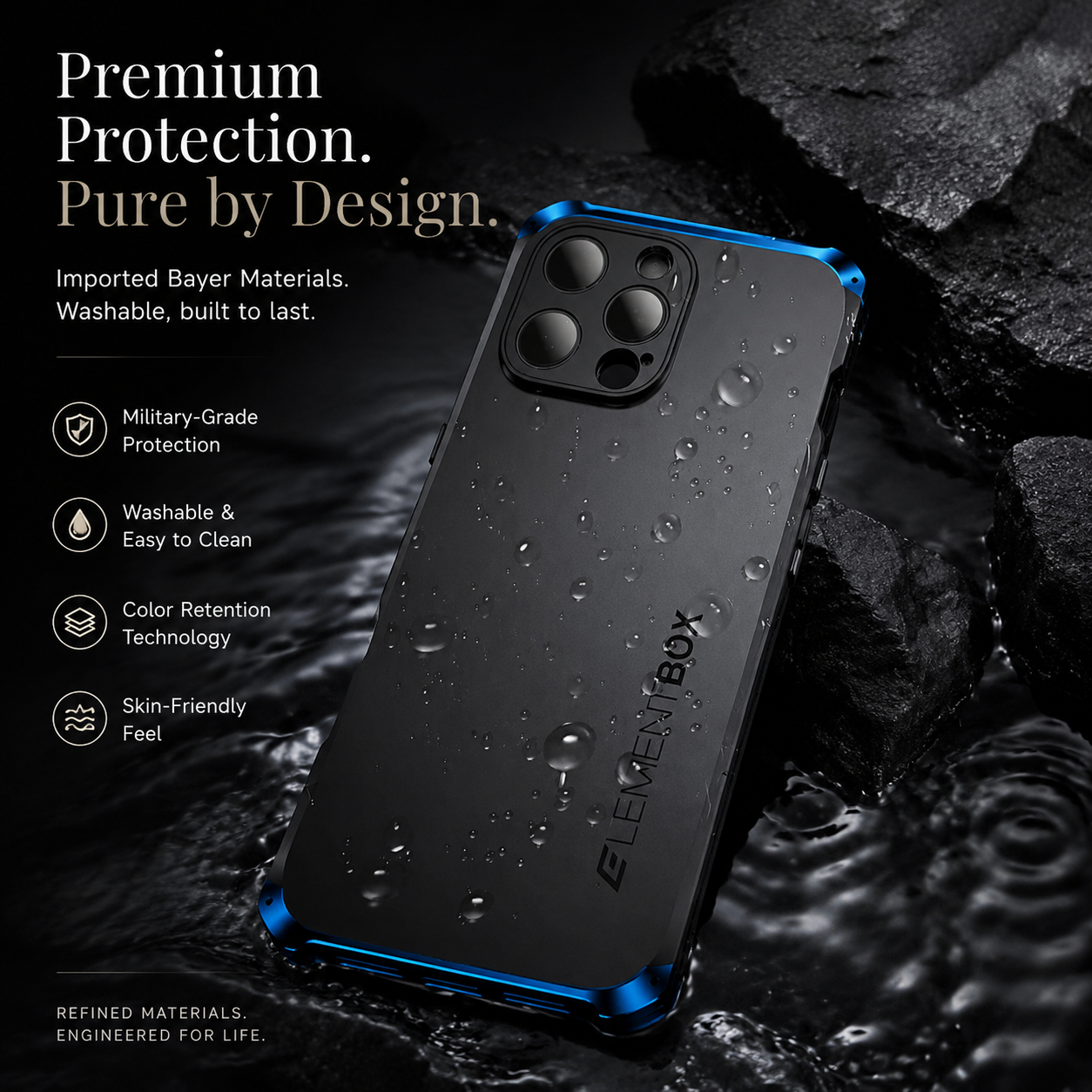 Premium iPhone Case Aluminum Alloy PC Protective Cover Full Coverage Shockproof Anti Scratch Dustproof Washable Lightweight Non Slip Design