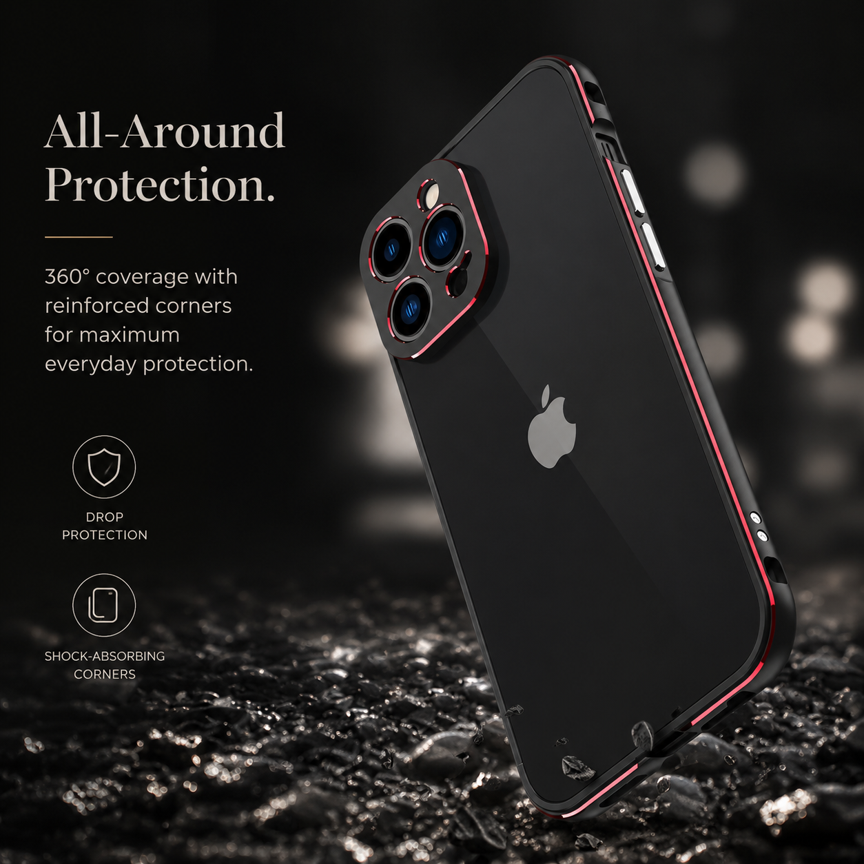 Premium iPhone Case Aluminum Bumper Metal Lens Frame Shockproof Protective Cover Camera Protection Slim Lightweight Durable Minimalist Design