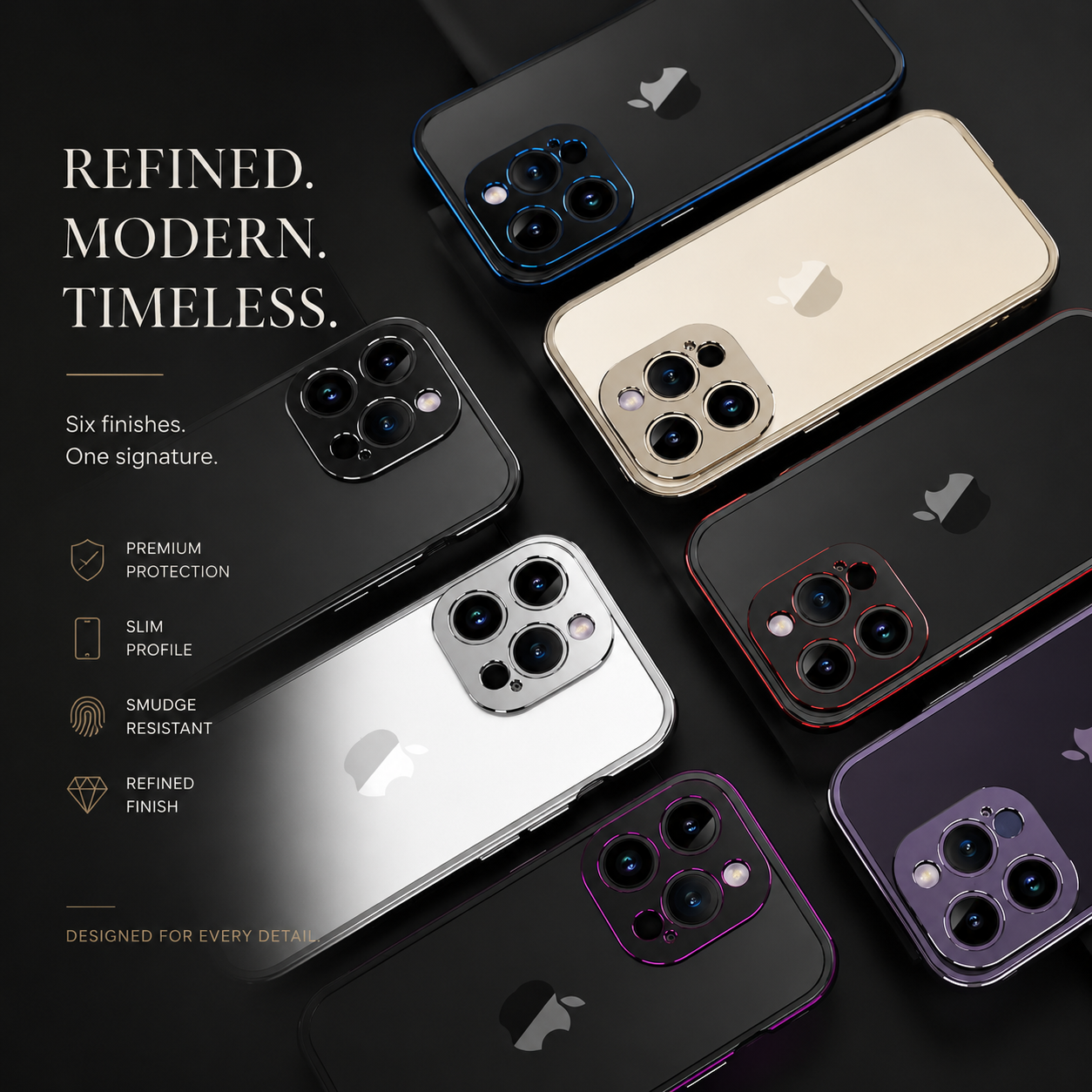 Premium iPhone Case Aluminum Bumper Metal Lens Frame Shockproof Protective Cover Camera Protection Slim Lightweight Durable Minimalist Design