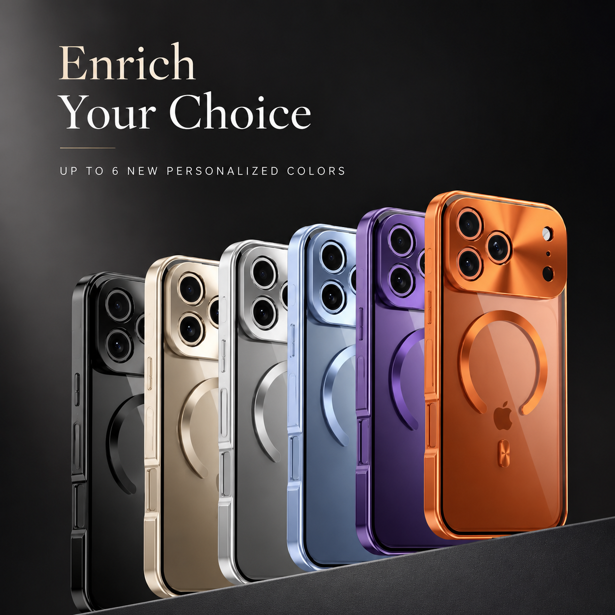 Premium iPhone Case Aluminum Frame MagSafe Compatible Magnetic Cover Built-In Privacy Screen Protector Clear Back Camera Lens Guard Shockproof