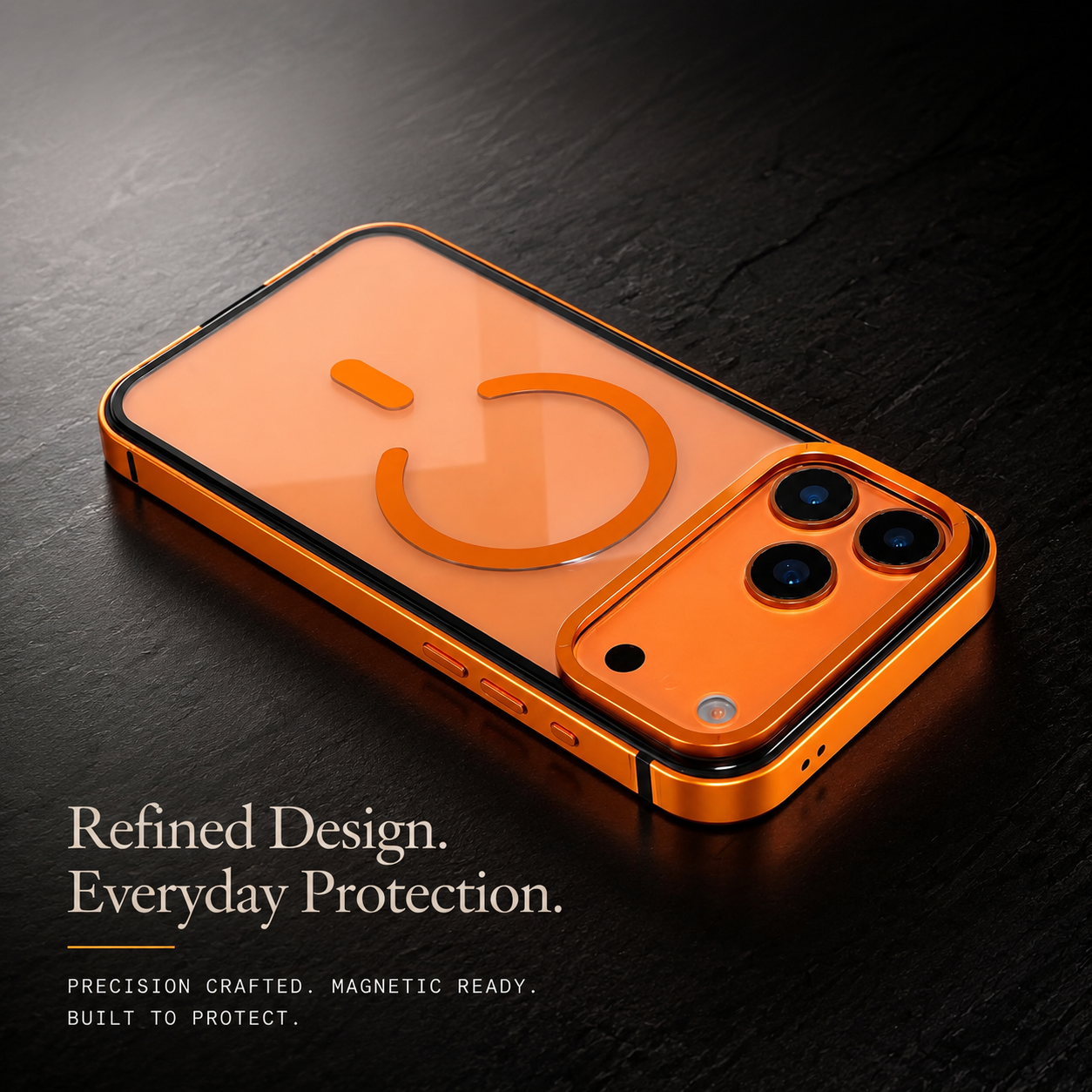 Premium iPhone Case Aluminum Frame MagSafe Compatible Magnetic Protective Cover HD Transparent Backplate Shockproof Camera Lens Guard