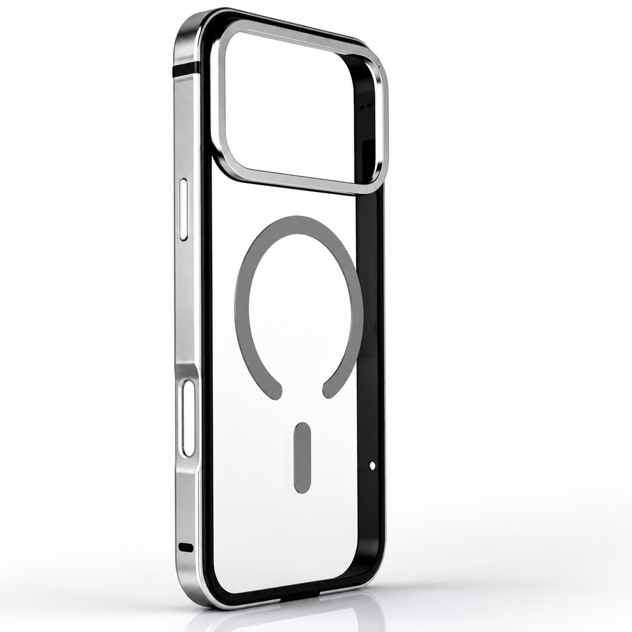 Premium iPhone Case Aluminum Frame MagSafe Compatible Magnetic Protective Cover HD Transparent Backplate Shockproof Camera Lens Guard