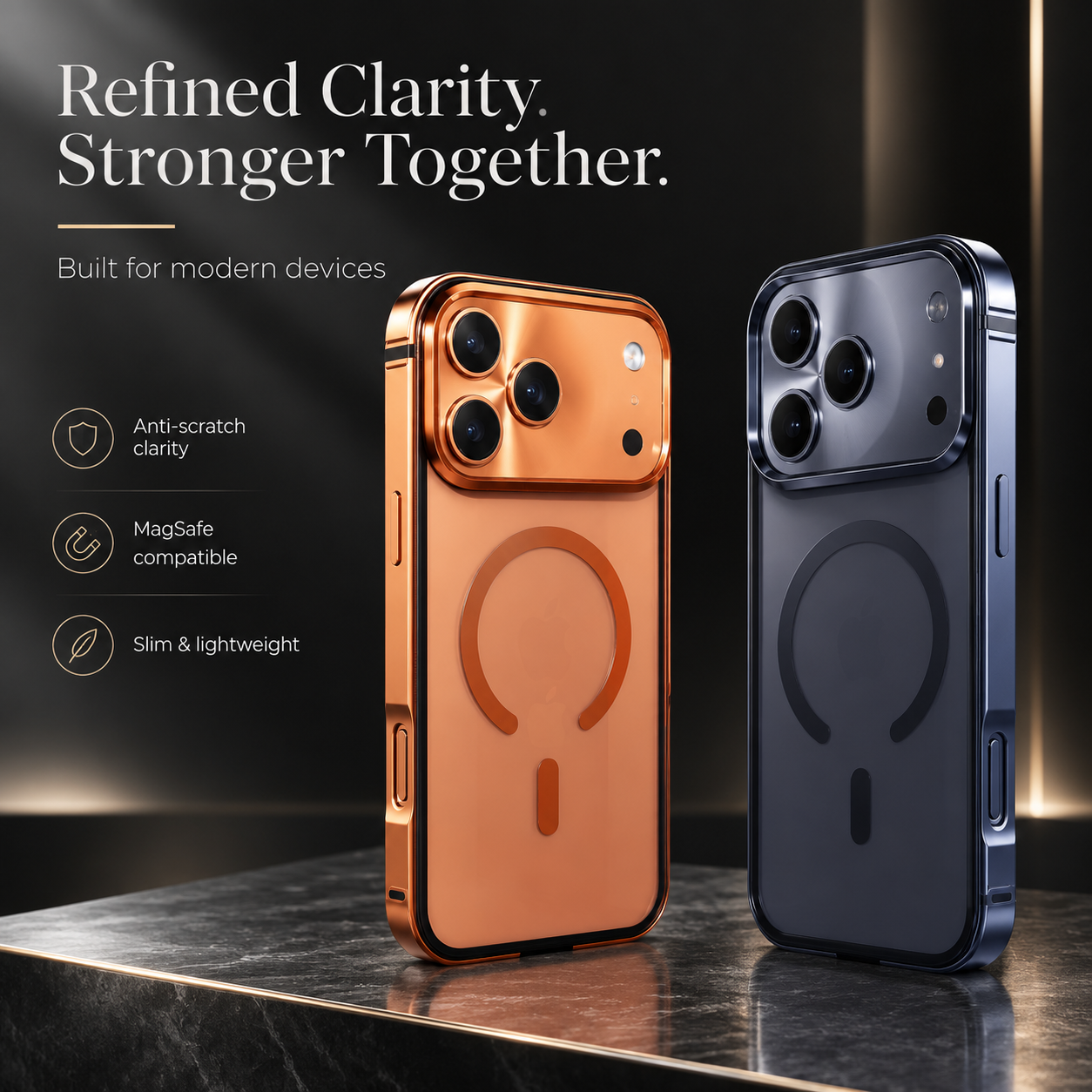 Premium iPhone Case Aluminum Frame MagSafe Compatible Magnetic Protective Cover HD Transparent Backplate Shockproof Camera Lens Guard