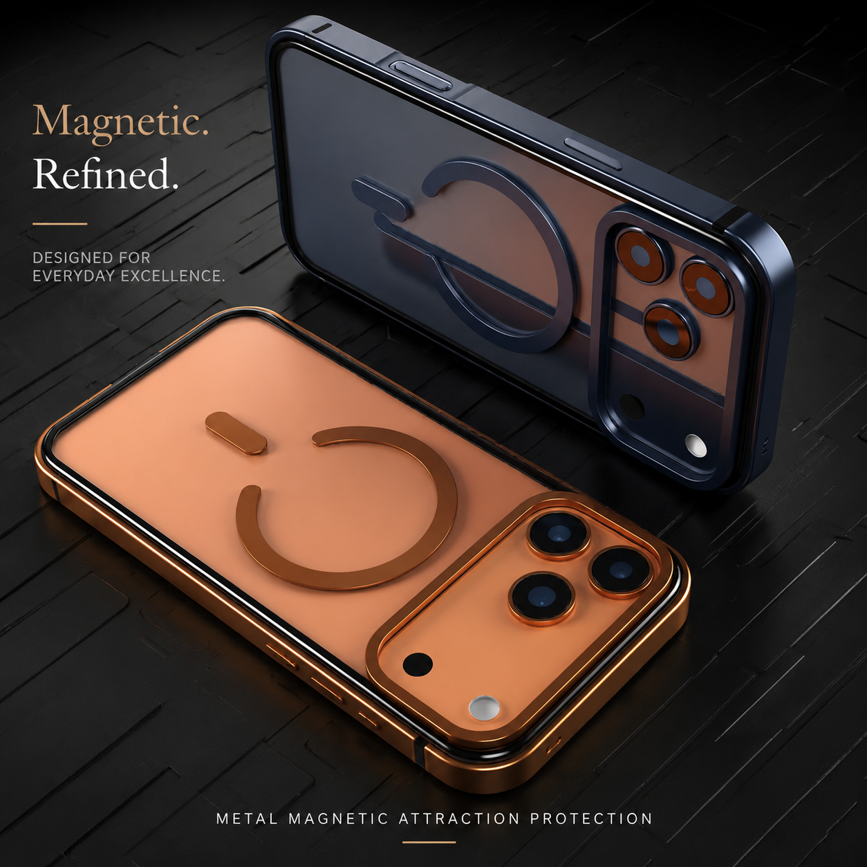 Premium iPhone Case Aluminum Frame MagSafe Compatible Magnetic Protective Cover HD Transparent Backplate Shockproof Camera Lens Guard