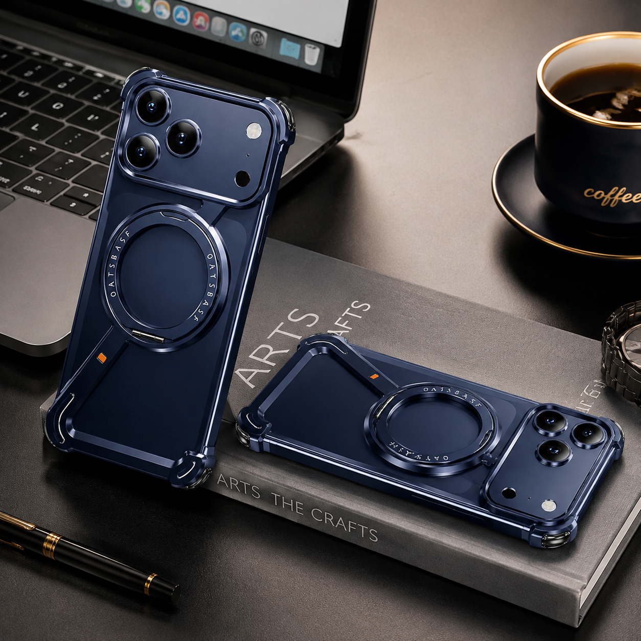 Premium iPhone Case Aluminum Magnetic Frameless MagSafe Compatible Protective Cover 360° Rotating Stand Ring Shockproof Camera Lens Guard