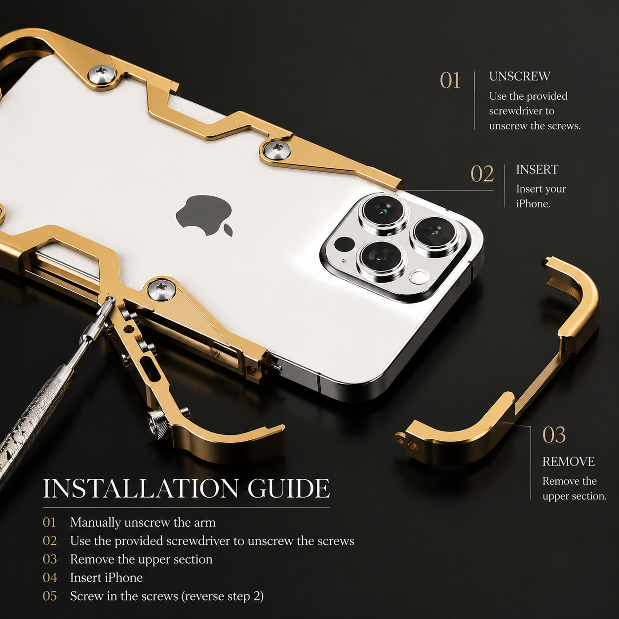 Premium iPhone Case Aluminum Metal Armor Bumper Shockproof Protective Cover Rugged Frame Design Scratch Resistant Slim Durable Full Coverage