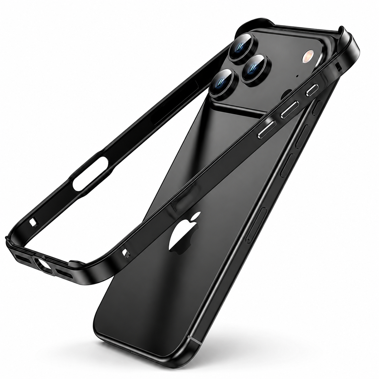 Premium iPhone Case Aluminum Metal Frame Bumper Cover Shockproof Silicone Protection Rugged Edge Protection Anti Scratch Lightweight Durable Design