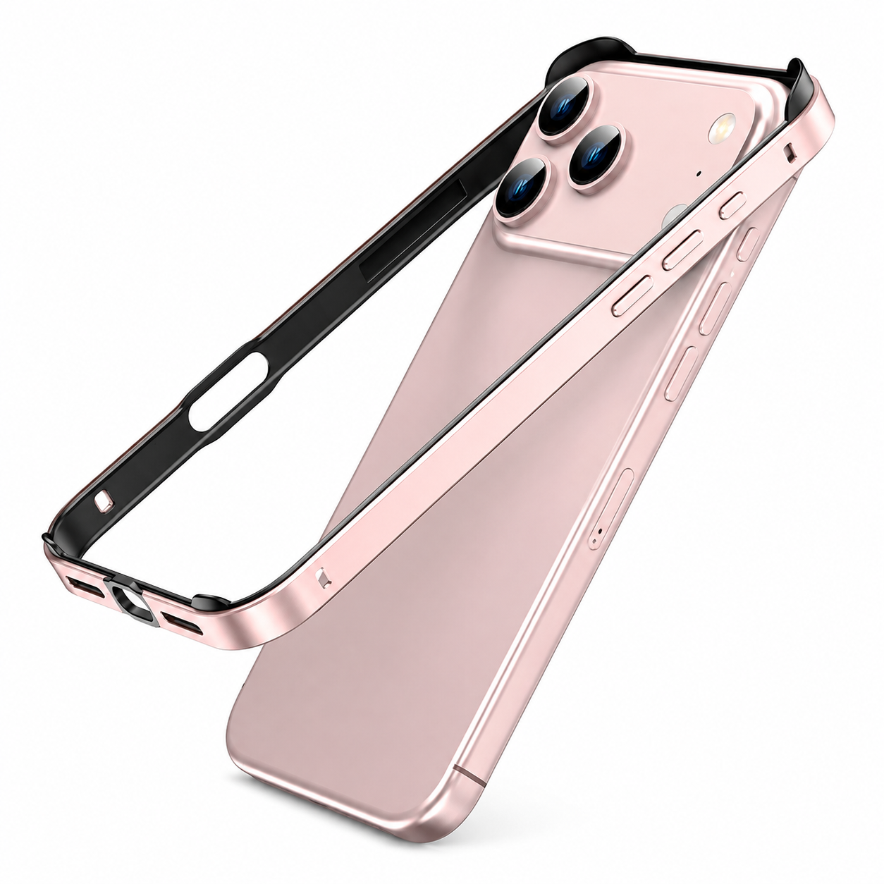 Premium iPhone Case Aluminum Metal Frame Bumper Cover with Silicone Protection Shockproof Anti Scratch Slim Half Wrapped Rugged Durable Design Build