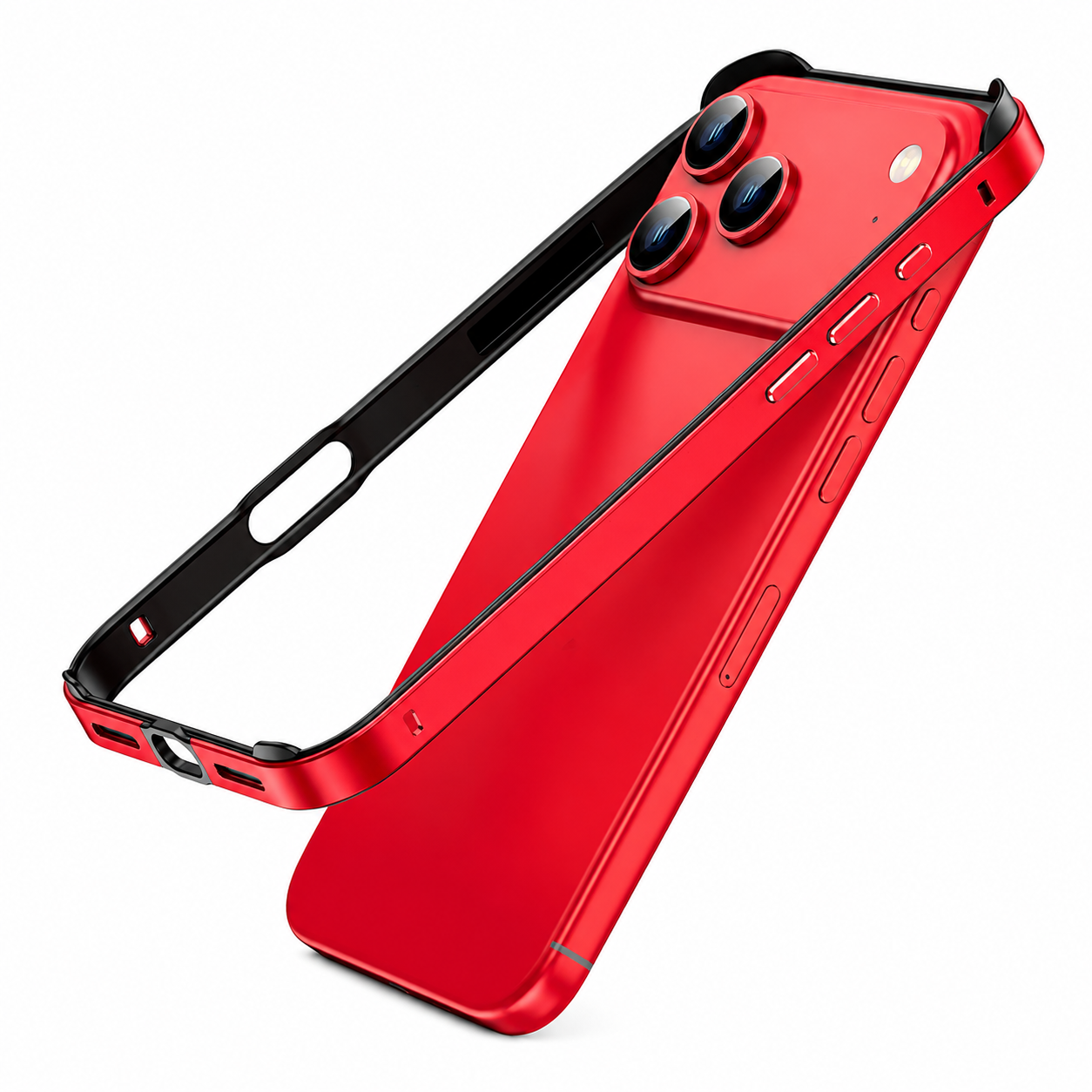 Premium iPhone Case Aluminum Metal Frame Bumper Cover with Silicone Protection Shockproof Anti Scratch Slim Half Wrapped Rugged Durable Design Build
