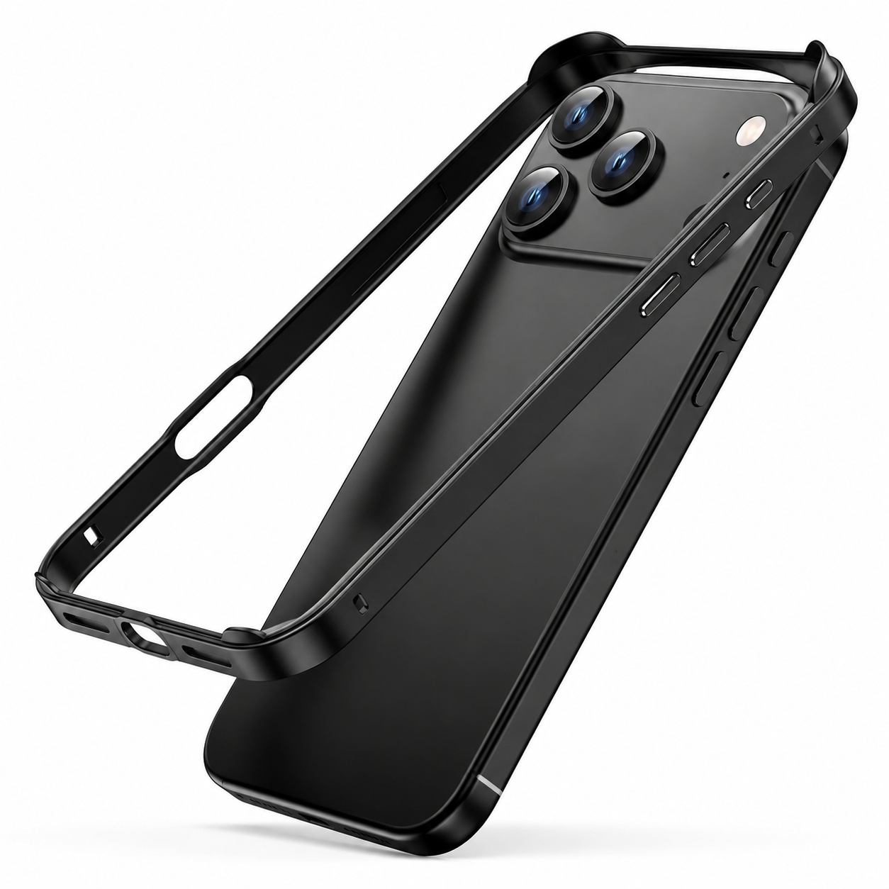Premium iPhone Case Aluminum Metal Frame Bumper Cover with Silicone Protection Shockproof Anti Scratch Slim Half Wrapped Rugged Durable Design Build
