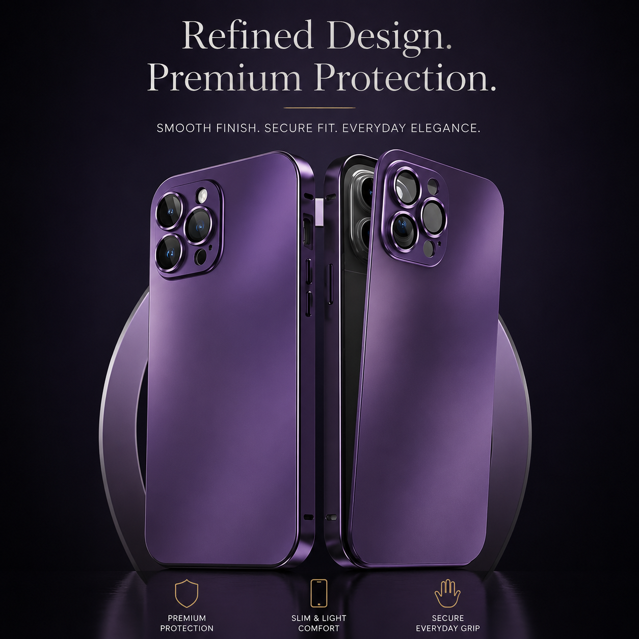 Premium iPhone Case Aluminum Metal Frame Shockproof Protective Cover PC Back Camera Lens Protection Wireless Charging Compatible Slim Luxury Design