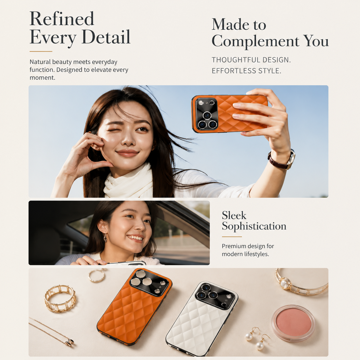 Premium iPhone Case Argyle Pattern PU Leather Protective Cover Shockproof Camera Lens Protection Anti Scratch Anti Fingerprint Slim Full Coverage