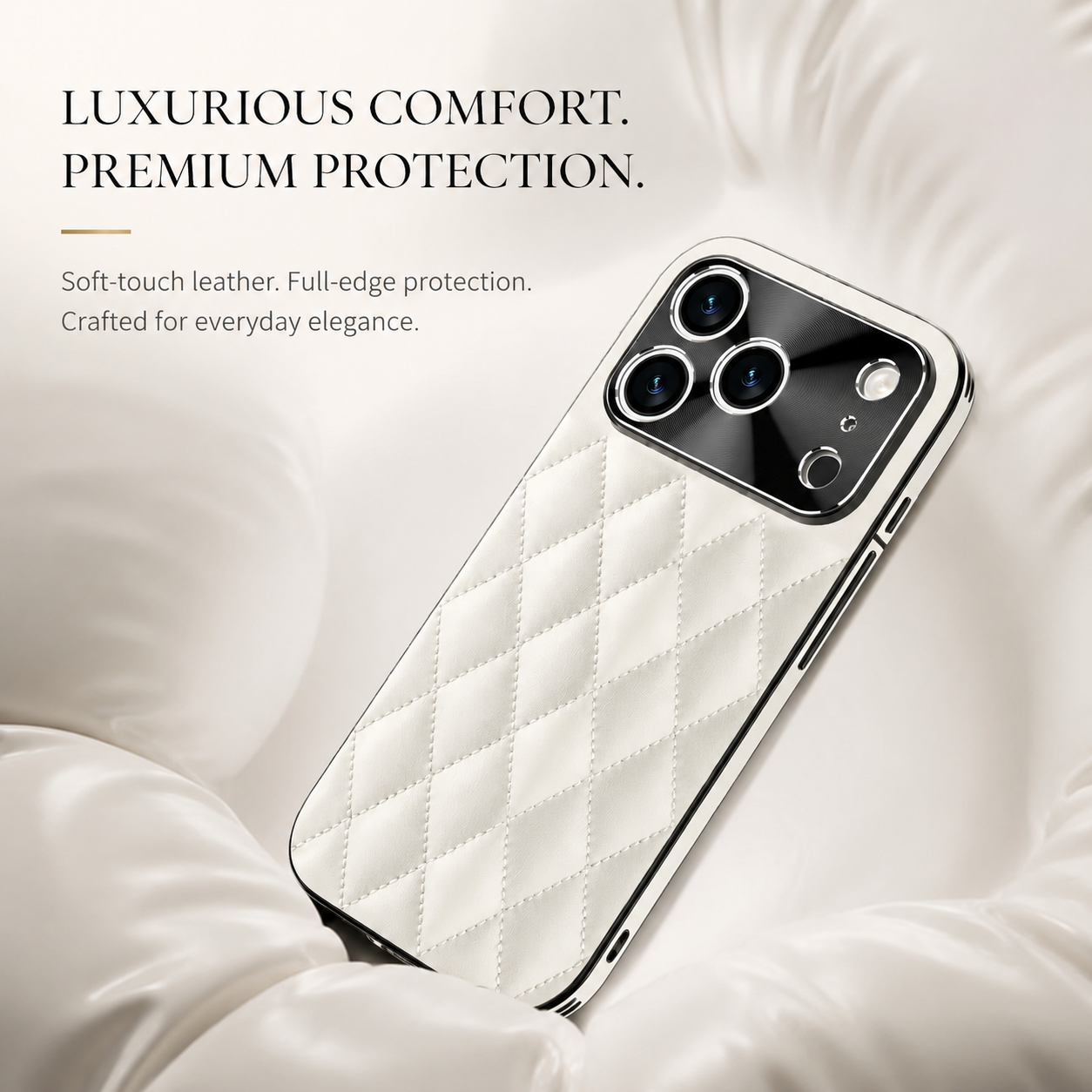 Premium iPhone Case Argyle Pattern PU Leather Protective Cover Shockproof Camera Lens Protection Anti Scratch Anti Fingerprint Slim Full Coverage
