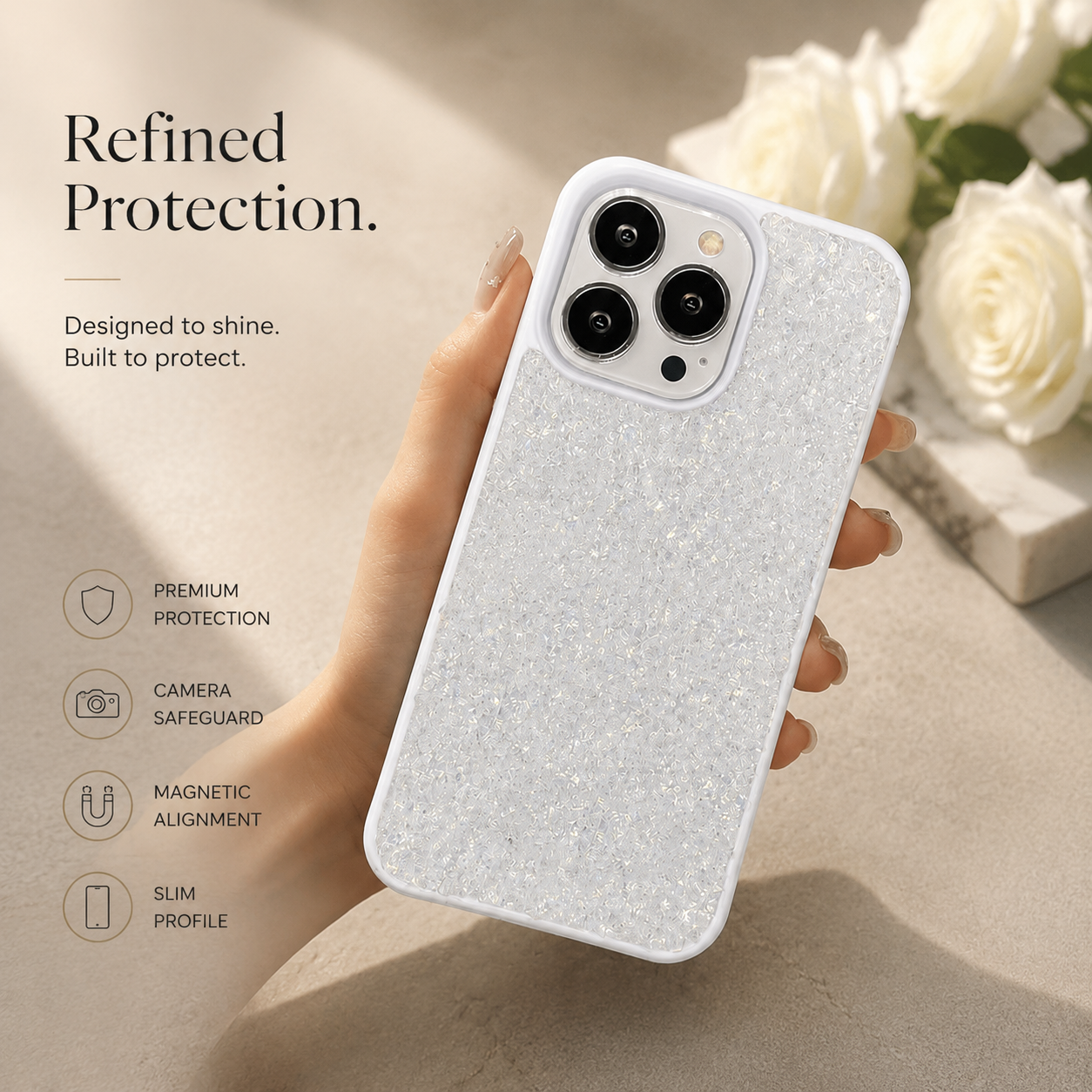 Premium iPhone Case Bling Crystal Diamond Cover MagSafe Compatible Shockproof Protective Case Flash Drill Design Camera Lens Screen Protection Ultra Thin Full Coverage