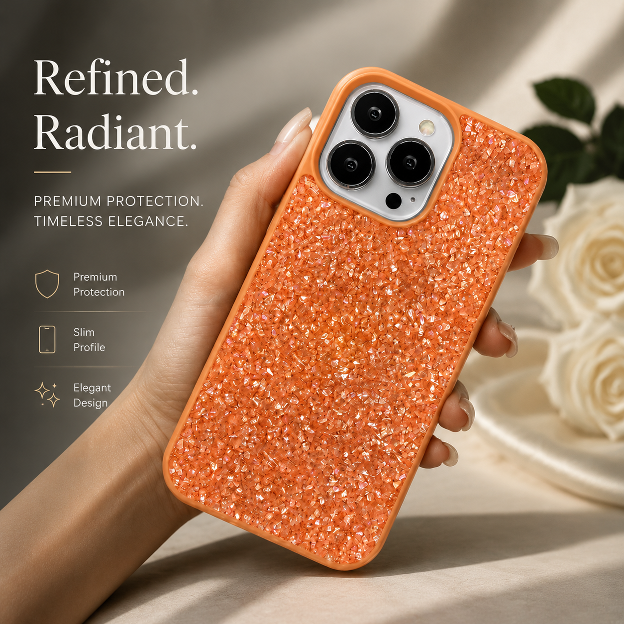 Premium iPhone Case Bling Crystal Diamond Cover MagSafe Compatible Shockproof Protective Case Flash Drill Design Camera Lens Screen Protection Ultra Thin Full Coverage