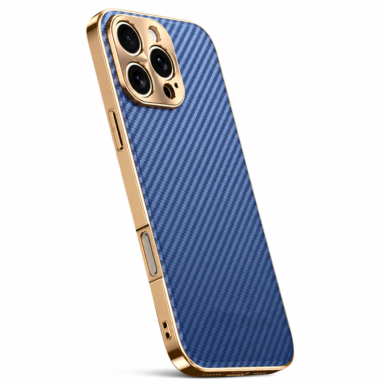 Premium iPhone Case Carbon Fiber Leather Alloy Lens Protection Shockproof Slim Fit Plating Design Wireless Charging Compatible Cover