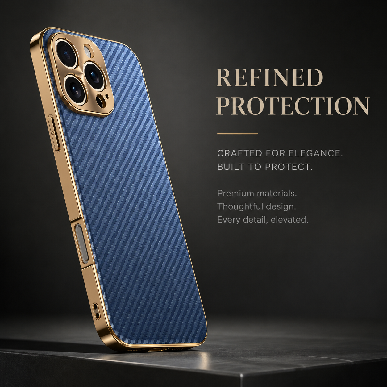 Premium iPhone Case Carbon Fiber Leather Alloy Lens Protection Shockproof Slim Fit Plating Design Wireless Charging Compatible Cover