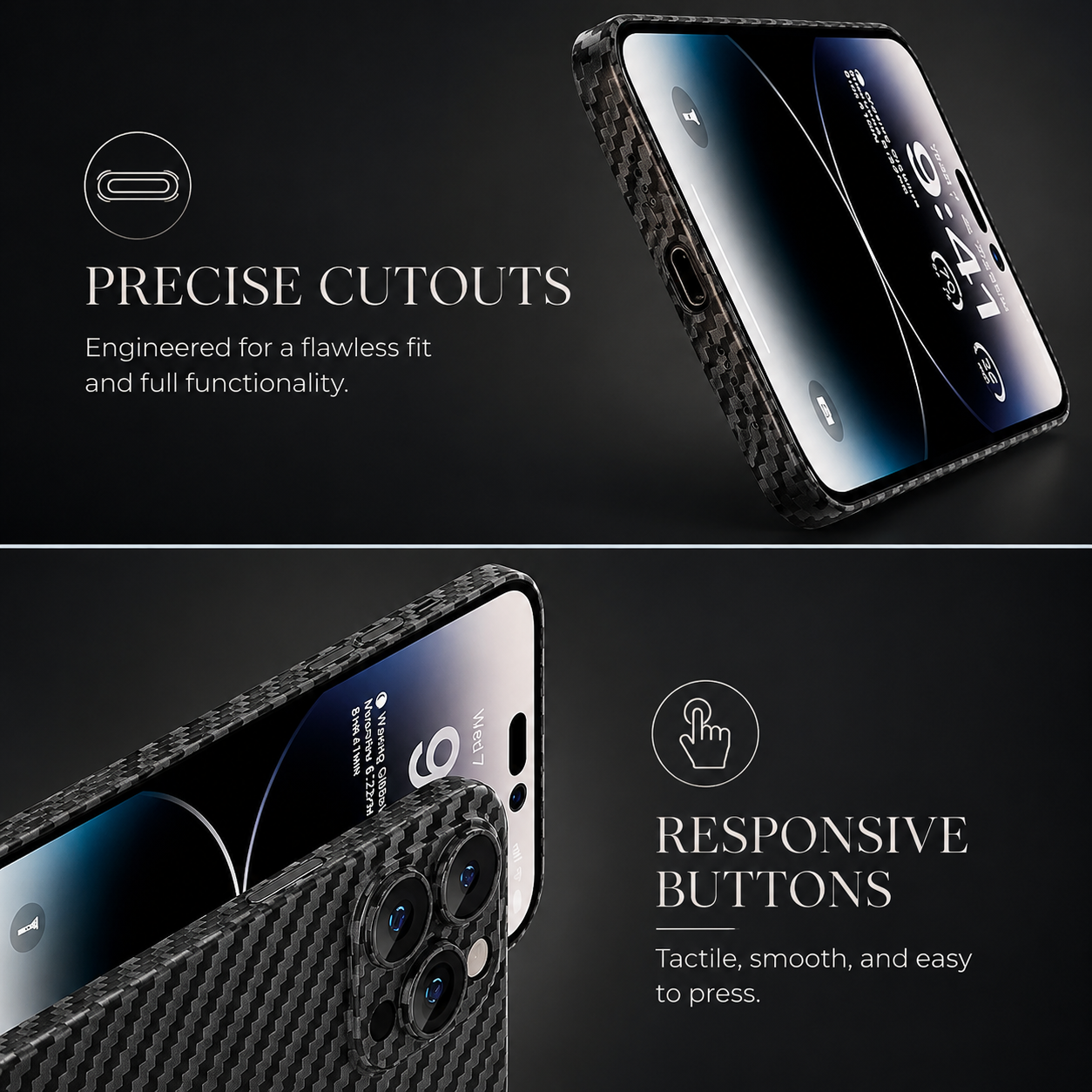 Premium iPhone Case Carbon Fiber Matte Protective Cover MagSafe Compatible Ultra Thin Camera Lens Protection Anti Fingerprint Slim Full Coverage