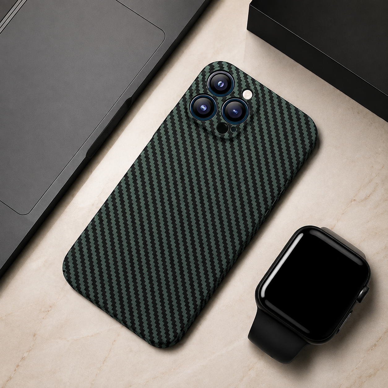 Premium iPhone Case Carbon Fiber Matte Protective Cover MagSafe Compatible Ultra Thin Camera Lens Protection Anti Fingerprint Slim Full Coverage