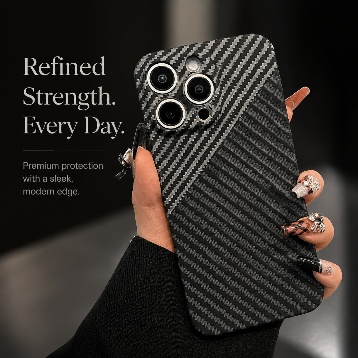 Premium iPhone Case Carbon Fiber Matte Protective Cover MagSafe Compatible Ultra Thin Camera Lens Protection Anti Fingerprint Slim Full Coverage