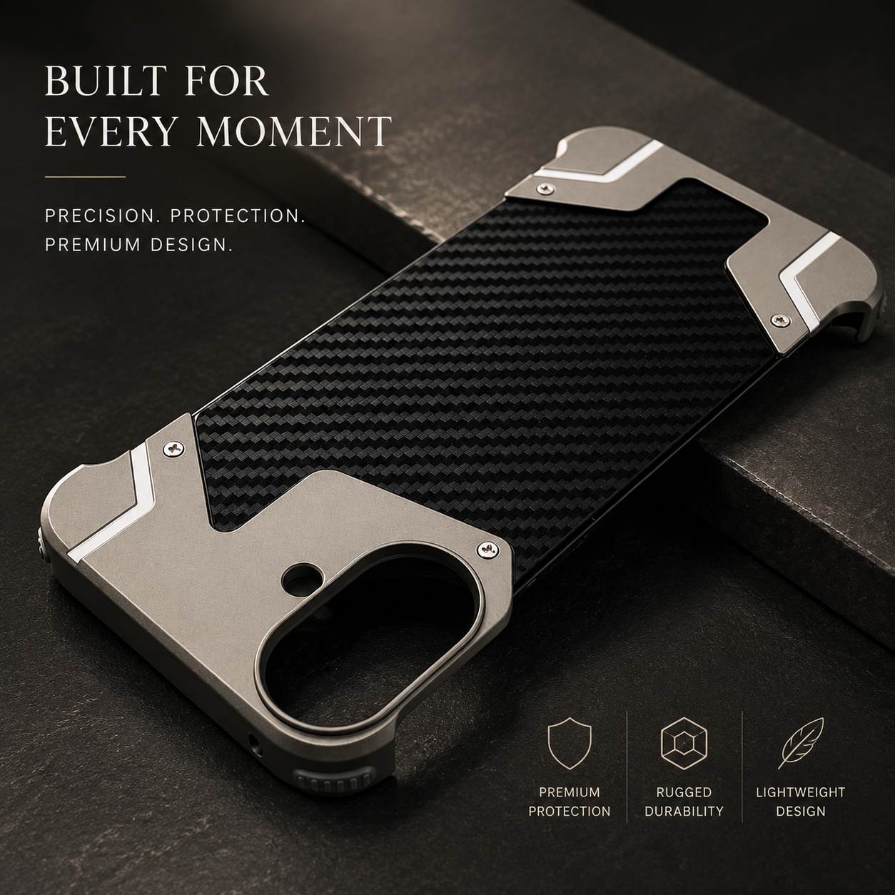 Premium iPhone Case Carbon Fiber Metal Armor Cover Frameless MagSafe Compatible Magnetic Shockproof Protective Case Slim Durable Design