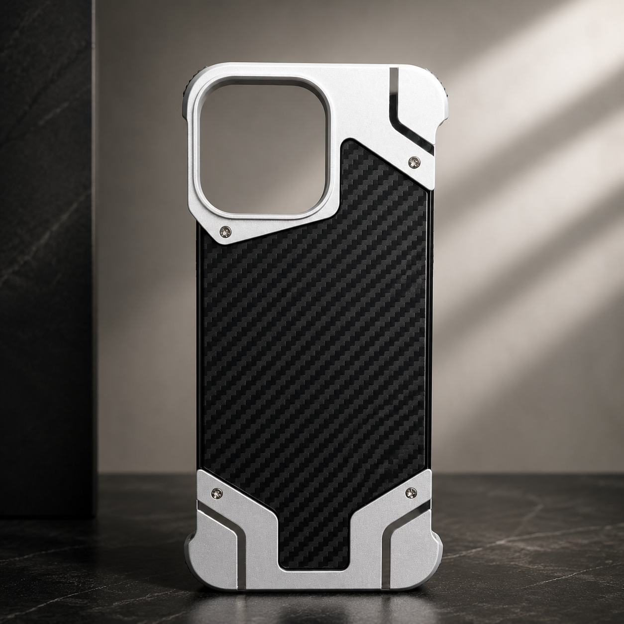 Premium iPhone Case Carbon Fiber Metal Armor Cover Frameless MagSafe Compatible Magnetic Shockproof Protective Case Slim Durable Design