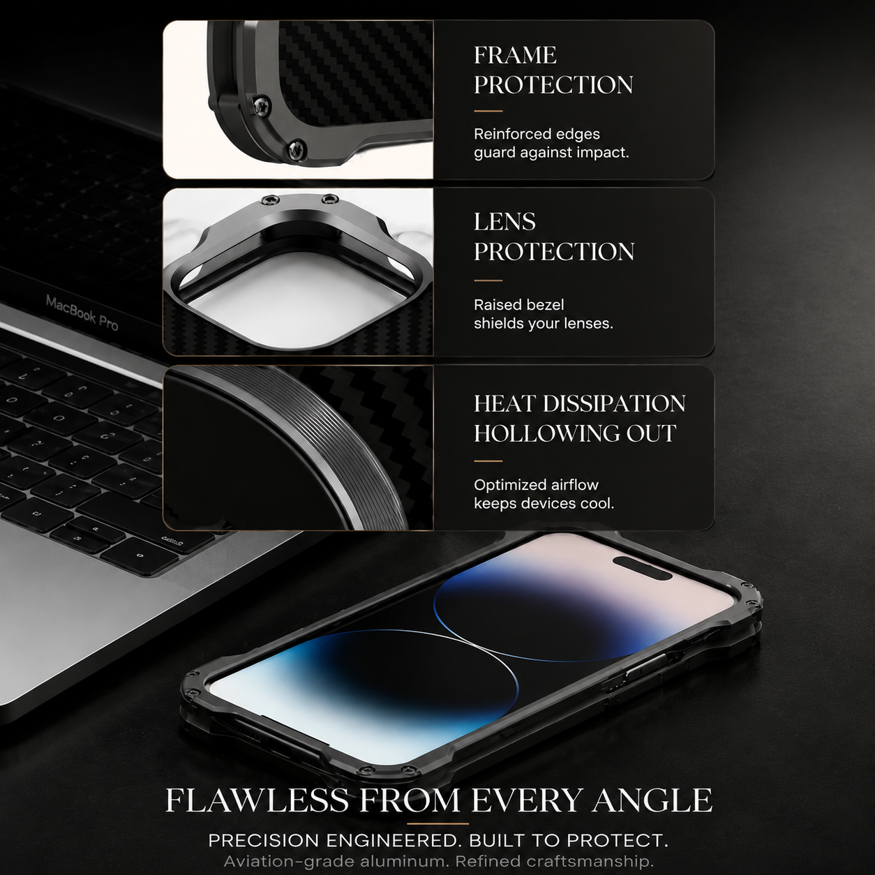 Premium iPhone Case Carbon Fiber Metal MagSafe Cover Anti Fall Shockproof Magnetic Back Shell Camera Lens Protection Ultra Thin Protective Case