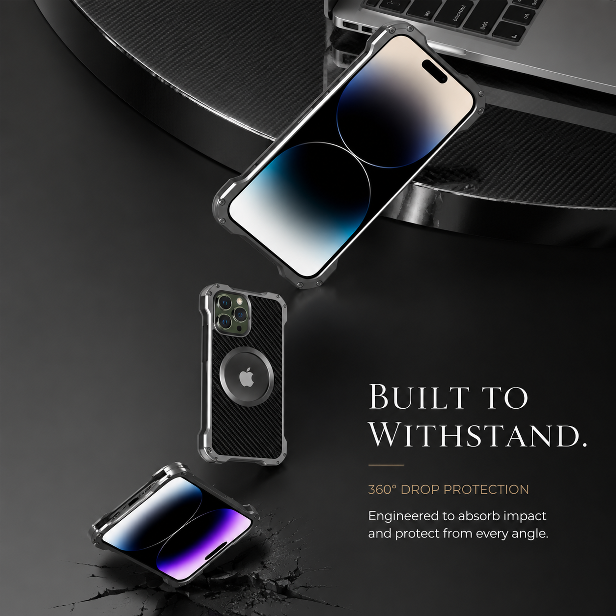 Premium iPhone Case Carbon Fiber Metal MagSafe Cover Anti Fall Shockproof Magnetic Back Shell Camera Lens Protection Ultra Thin Protective Case