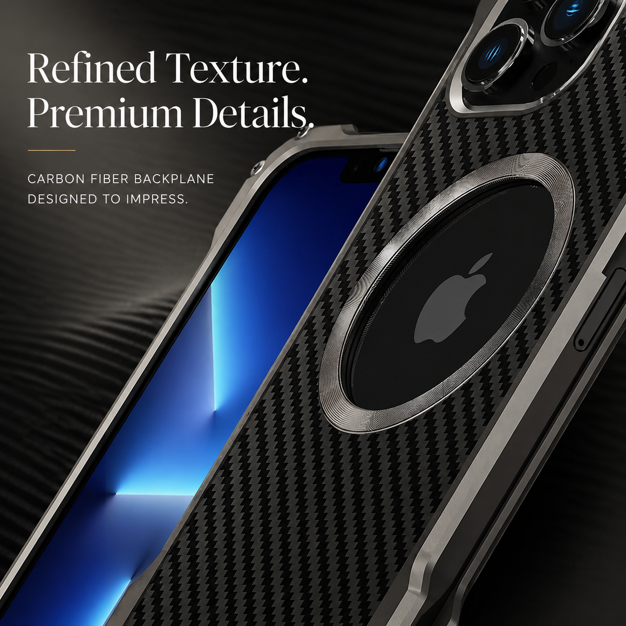 Premium iPhone Case Carbon Fiber Metal MagSafe Cover Anti Fall Shockproof Magnetic Back Shell Camera Lens Protection Ultra Thin Protective Case
