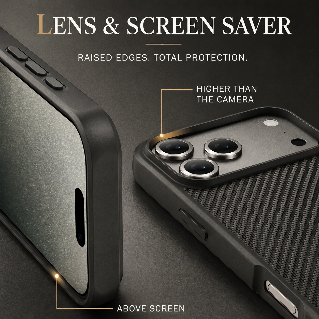 Premium iPhone Case Carbon Fiber Protective Cover Shockproof Drop Resistant Anti Fingerprint Non Slip Scratch Resistant Dustproof Slim Design