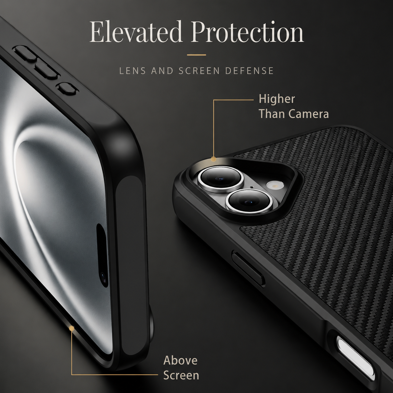 Premium iPhone Case Carbon Fiber Protective Cover Shockproof Drop Resistant Anti Fingerprint Non Slip Scratch Resistant Dustproof Slim Design