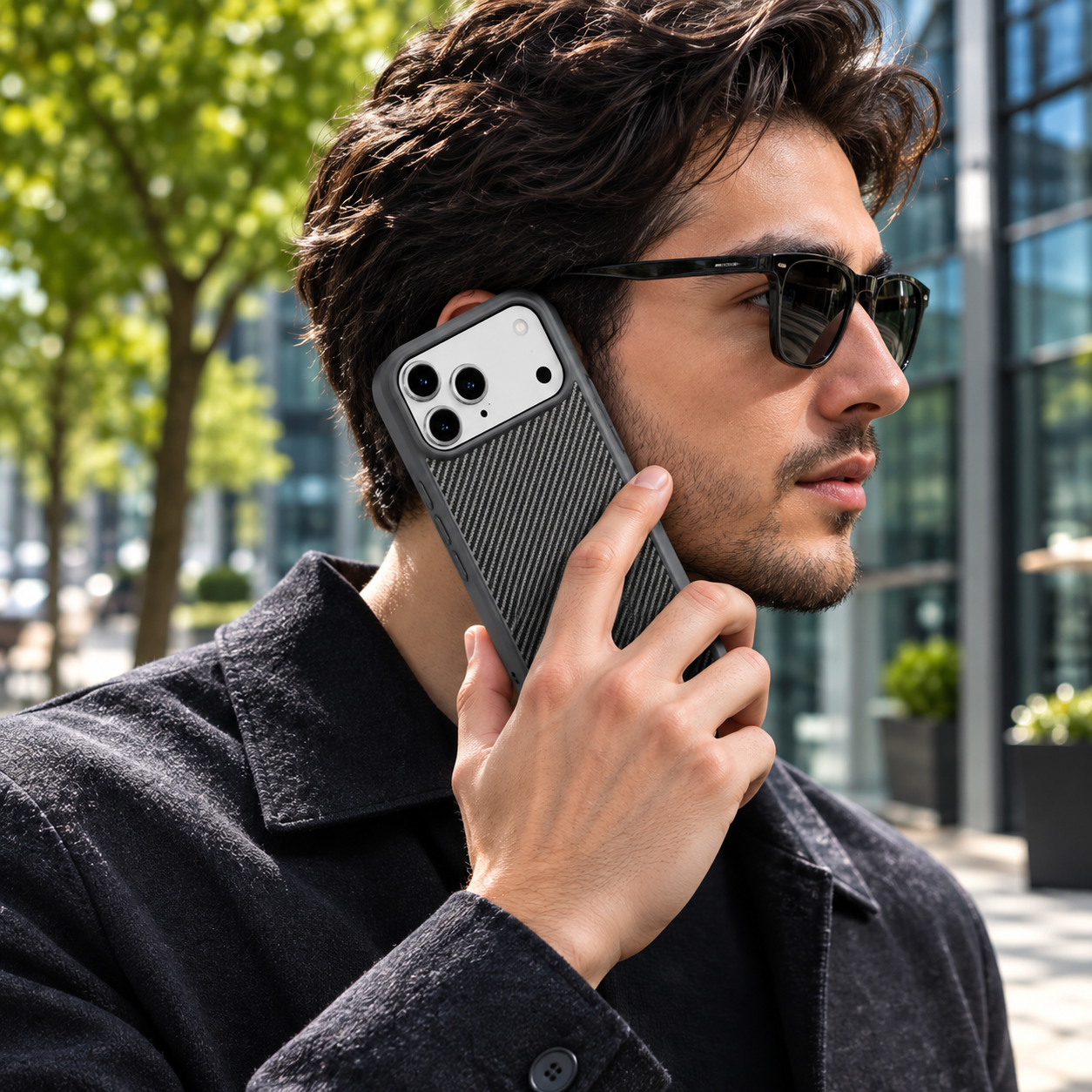 Premium iPhone Case Carbon Fiber Protective Cover Shockproof Drop Resistant Anti Fingerprint Non Slip Scratch Resistant Dustproof Slim Design