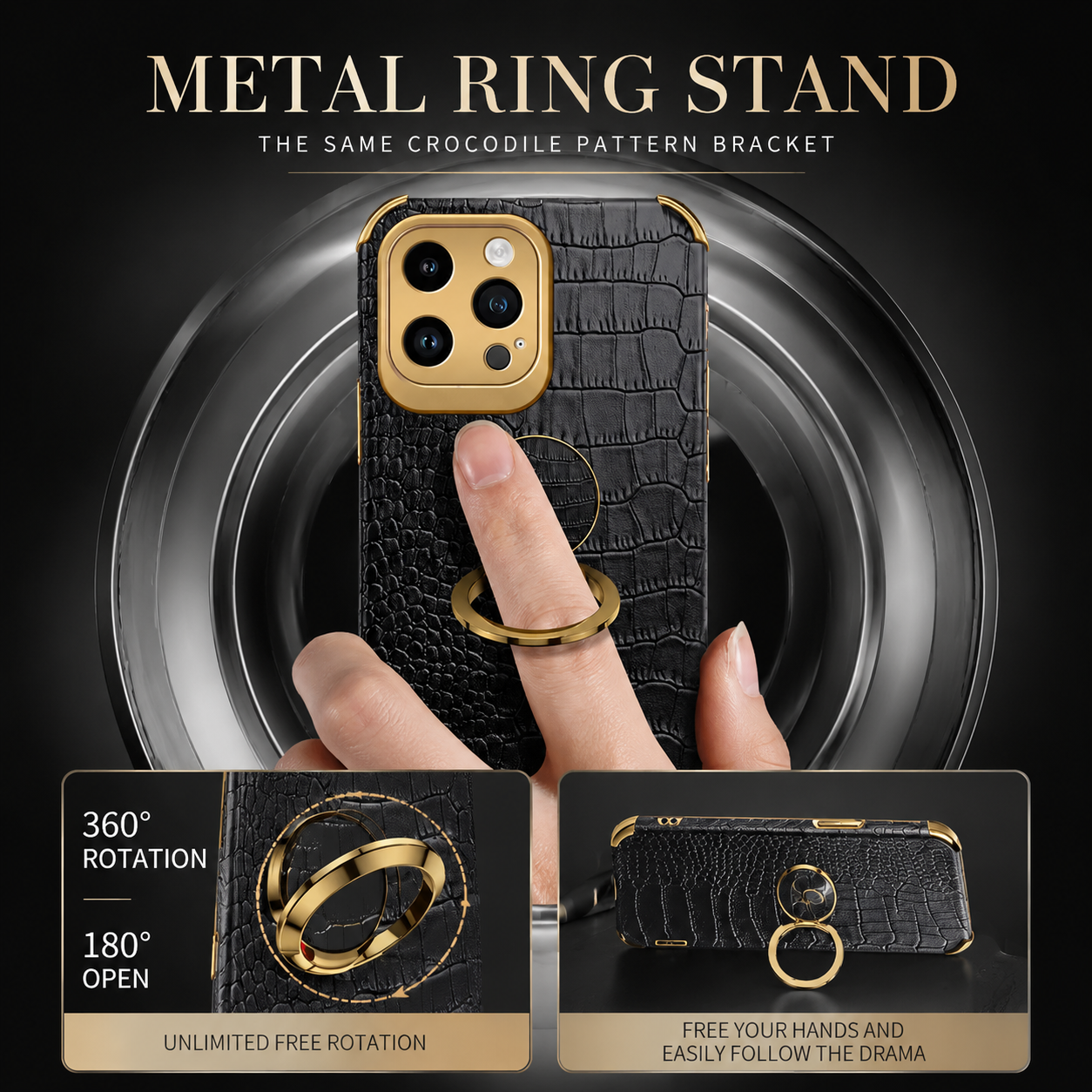 Premium iPhone Case Crocodile Leather Protective Cover Shockproof Camera Lens Protection Anti Scratch Anti Fingerprint Silicone TPU Full Coverage