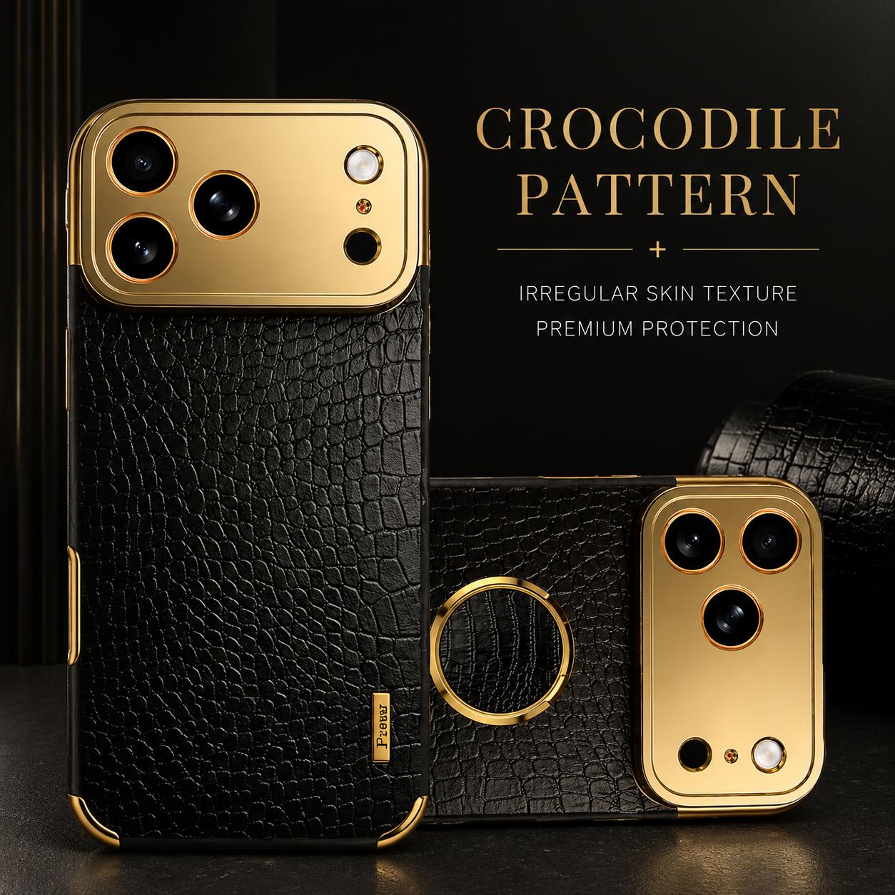 Premium iPhone Case Crocodile Leather Protective Cover Shockproof Camera Lens Protection Anti Scratch Anti Fingerprint Silicone TPU Full Coverage