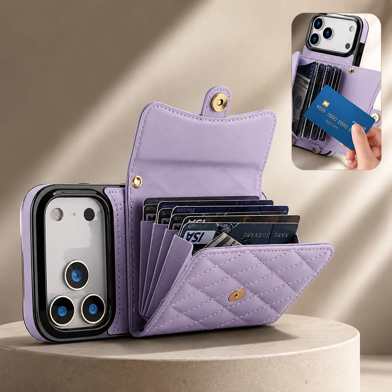 Premium iPhone Case Crossbody Leather Wallet Cover Card Holder Coin Pocket Wrist Strap Shoulder Strap Shockproof Protective Cover Full Coverage Non Slip Design
