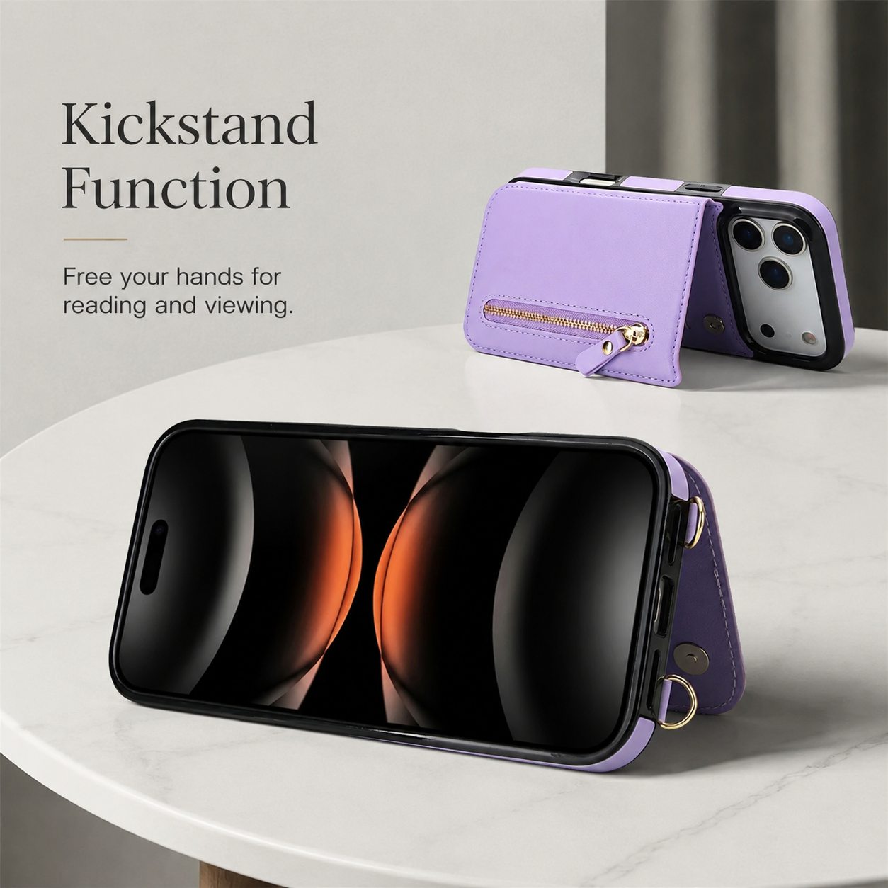 Premium iPhone Case Crossbody Leather Wallet Cover RFID Card Holder Zipper Pocket Lanyard Strap Shockproof Anti Fingerprint Full Coverage