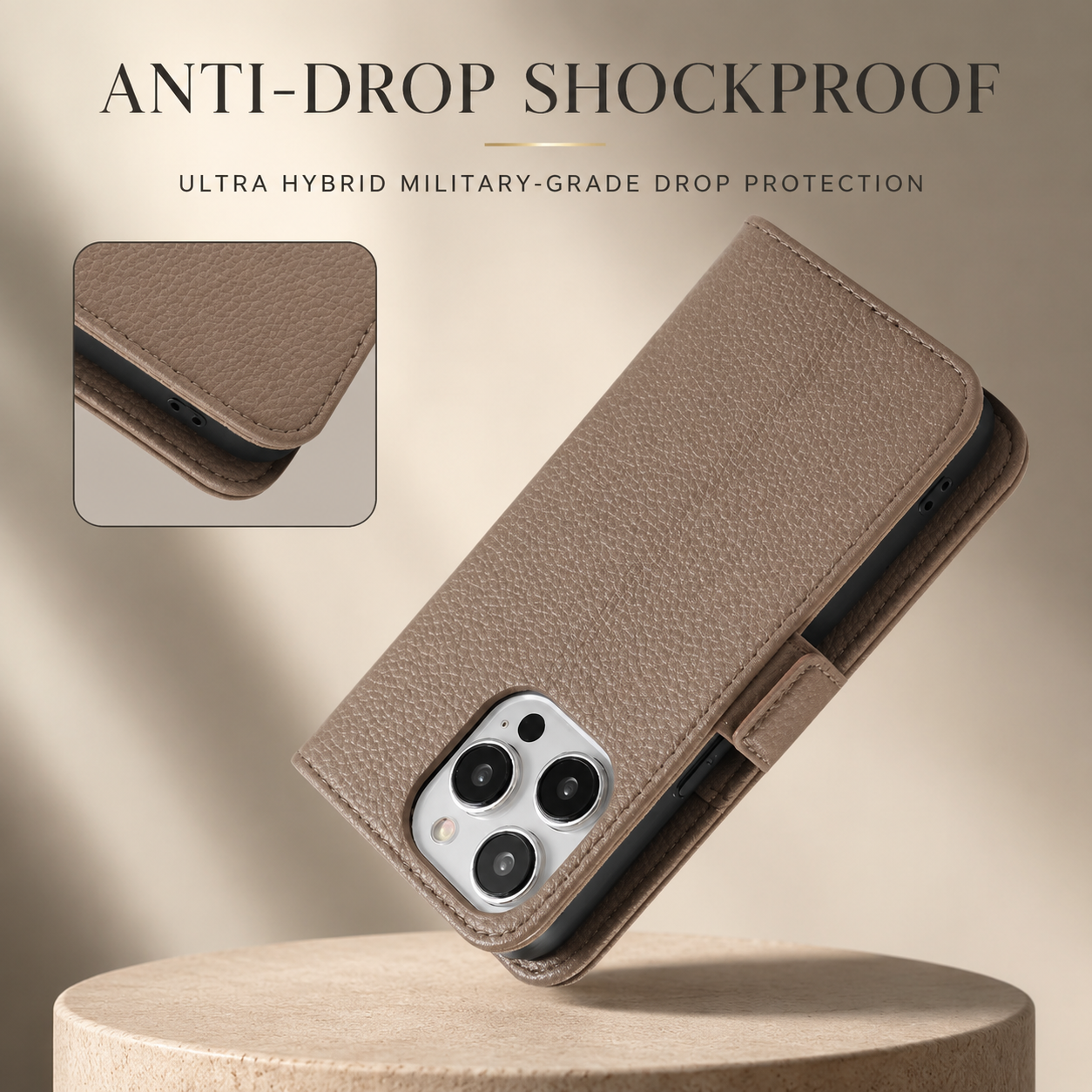 Premium iPhone Case Crossbody Wallet Cover PU Leather Zipper Card Holder Strap Shockproof Magnetic Closure Protective Full Coverage Design
