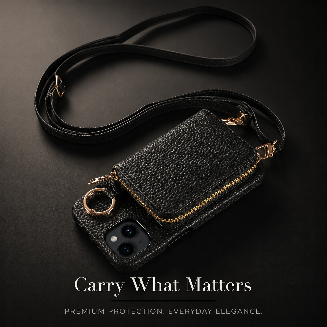 Premium iPhone Case Crossbody Wallet Cover PU Leather Zipper Card Holder Strap Shockproof Protective Case Magnetic Closure Full Coverage Design
