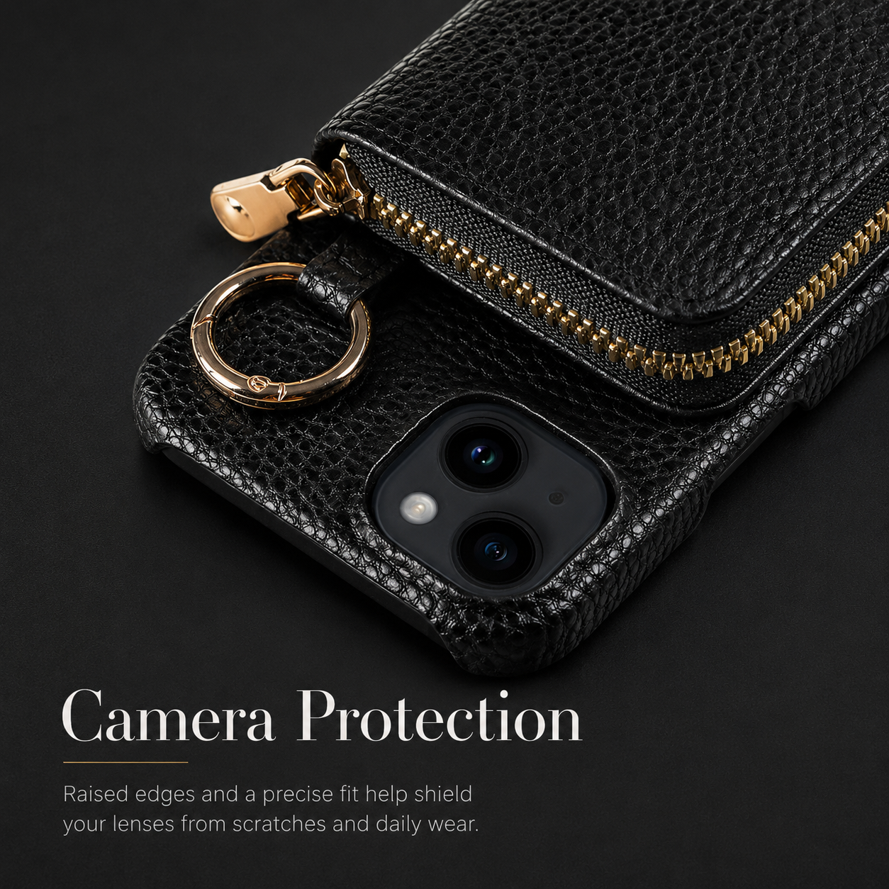 Premium iPhone Case Crossbody Wallet Cover PU Leather Zipper Card Holder Strap Shockproof Protective Case Magnetic Closure Full Coverage Design