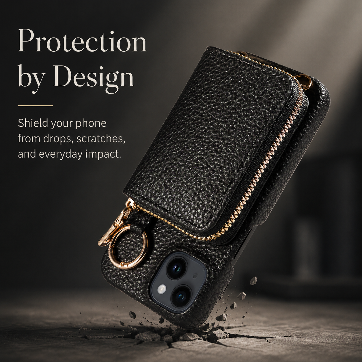 Premium iPhone Case Crossbody Wallet Cover PU Leather Zipper Card Holder Strap Shockproof Protective Case Magnetic Closure Full Coverage Design